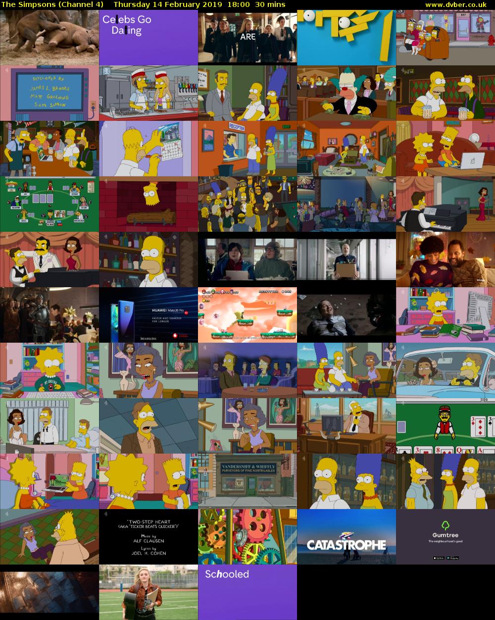 The Simpsons (Channel 4) Thursday 14 February 2019 18:00 - 18:30