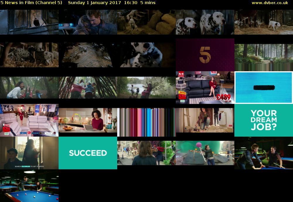 5 News in Film (Channel 5) Sunday 1 January 2017 16:30 - 16:35