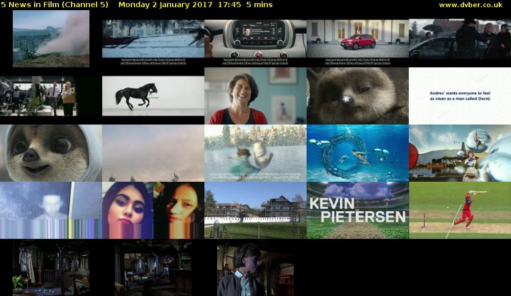 5 News in Film (Channel 5) Monday 2 January 2017 17:45 - 17:50