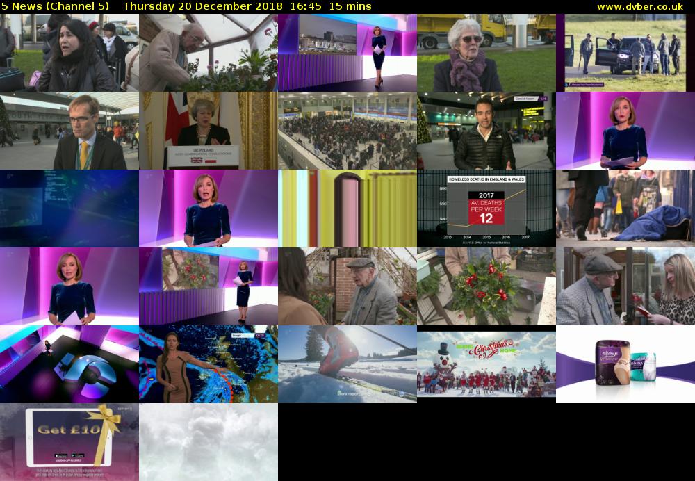 5 News (Channel 5) Thursday 20 December 2018 16:45 - 17:00