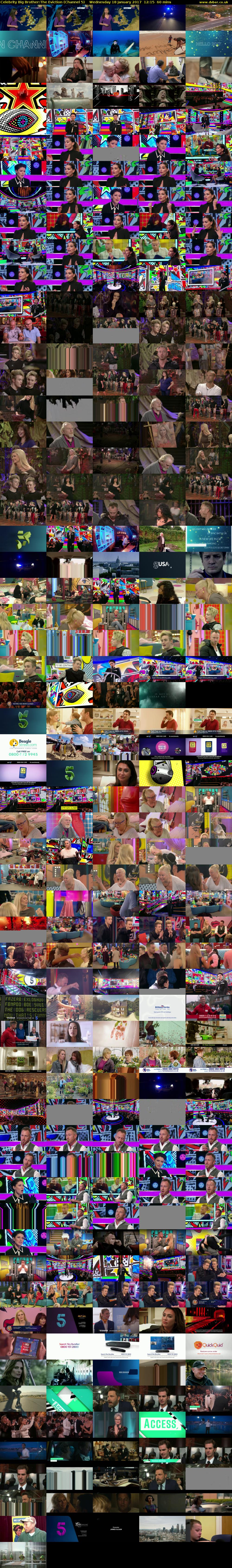 Celebrity Big Brother:The Eviction (Channel 5) Wednesday 18 January 2017 12:15 - 13:15