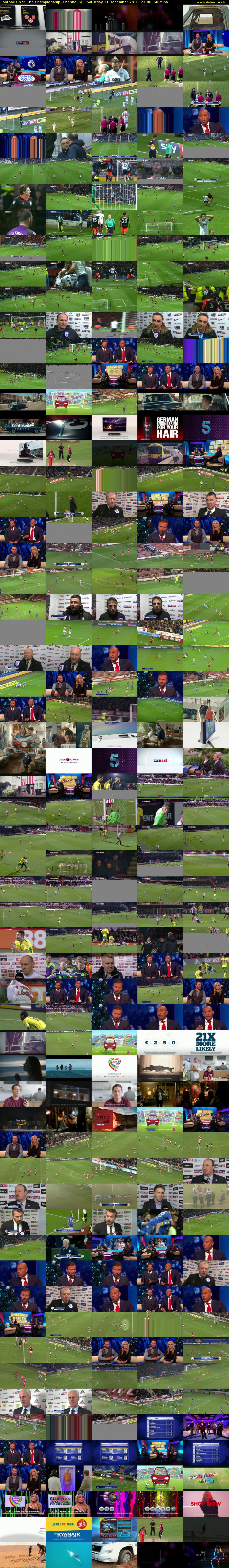 Football On 5: The Championship (Channel 5) Saturday 31 December 2016 21:00 - 22:00