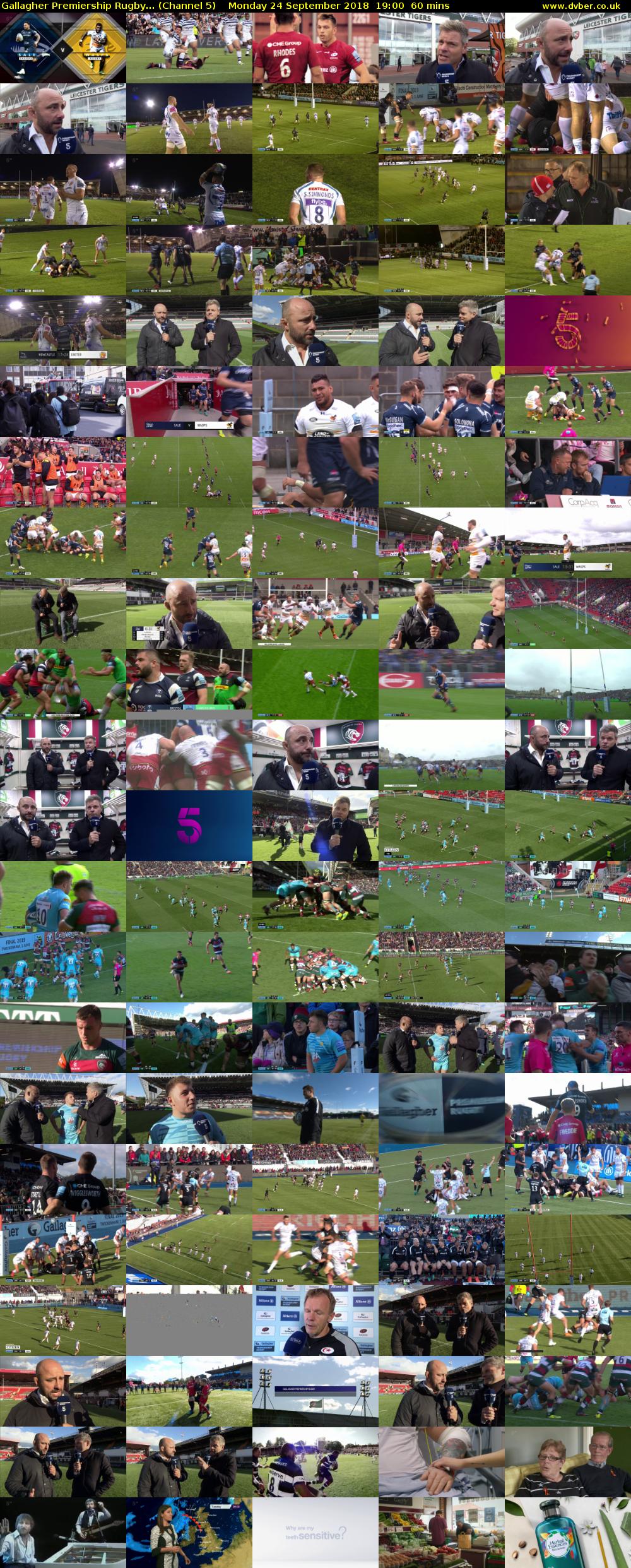 Gallagher Premiership Rugby... (Channel 5) Monday 24 September 2018 19:00 - 20:00