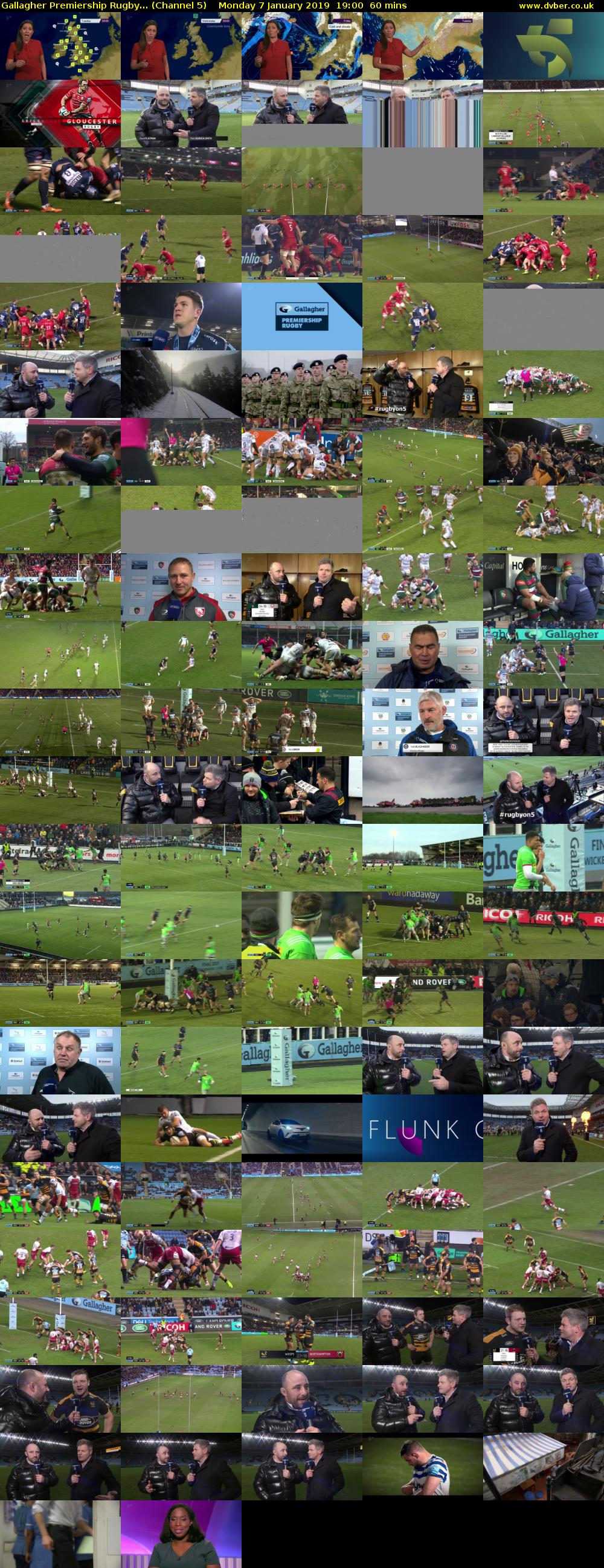 Gallagher Premiership Rugby... (Channel 5) Monday 7 January 2019 19:00 - 20:00