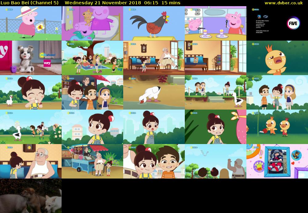 Luo Bao Bei (Channel 5) Wednesday 21 November 2018 06:15 - 06:30