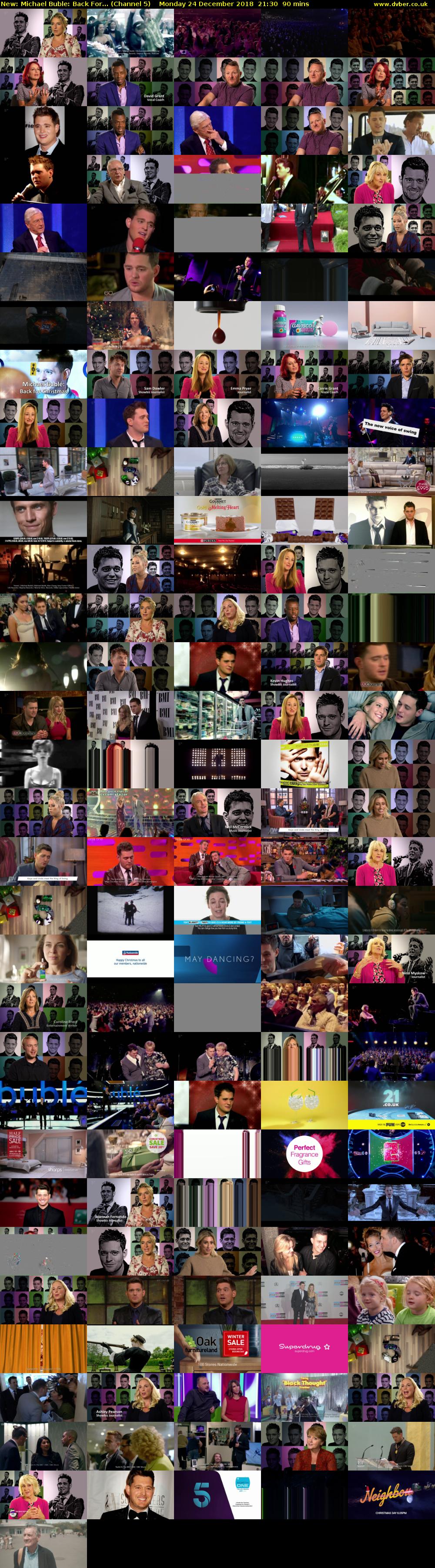 Michael Buble: Back For... (Channel 5) Monday 24 December 2018 21:30 - 23:00