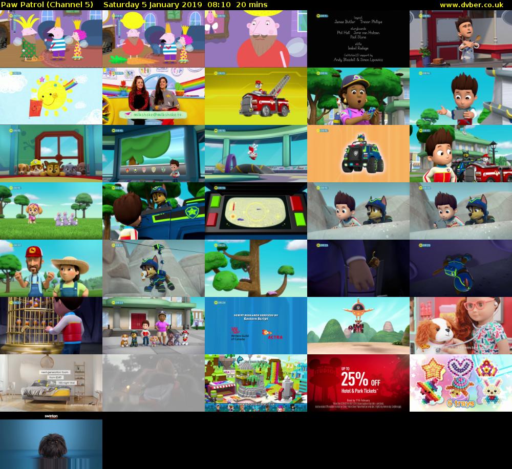 Paw Patrol (Channel 5) Saturday 5 January 2019 08:10 - 08:30