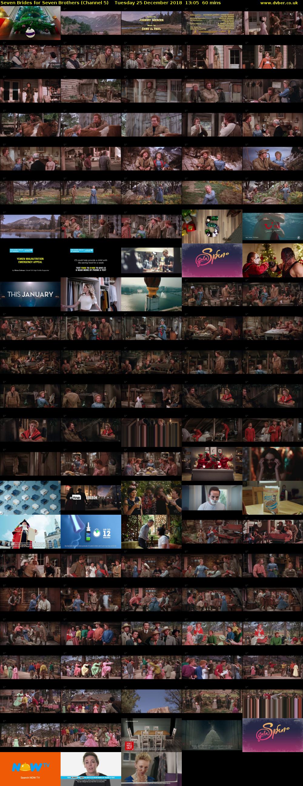 Seven Brides for Seven Brothers (Channel 5) Tuesday 25 December 2018 13:05 - 14:05