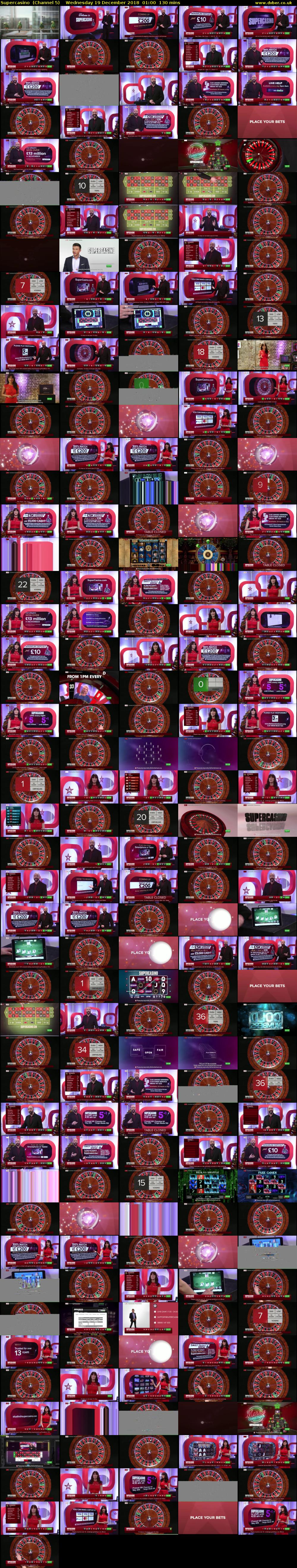 Supercasino  (Channel 5) Wednesday 19 December 2018 01:00 - 03:10