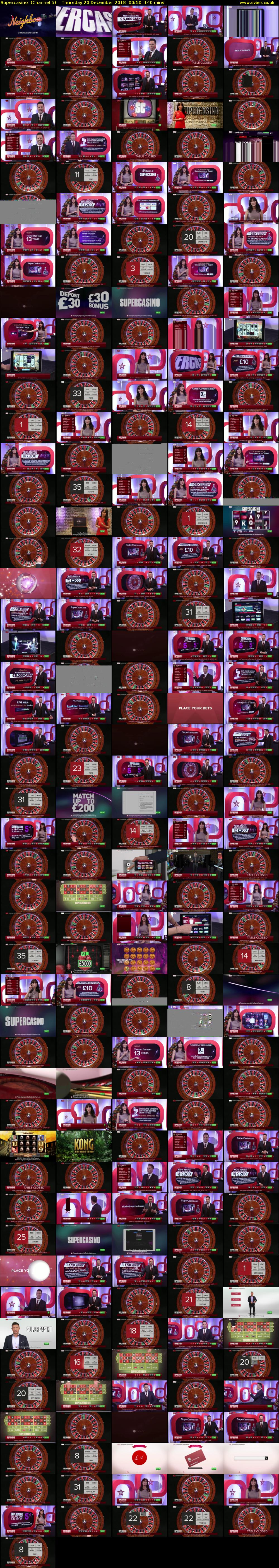 Supercasino  (Channel 5) Thursday 20 December 2018 00:50 - 03:10