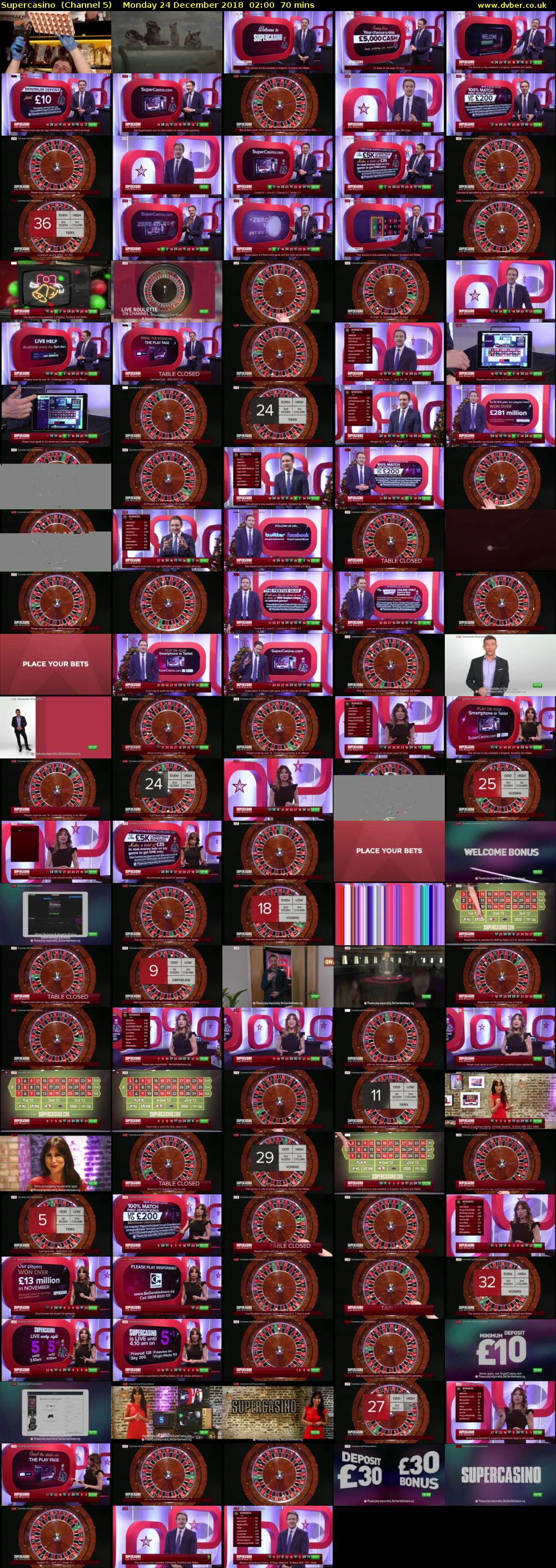 Supercasino  (Channel 5) Monday 24 December 2018 02:00 - 03:10