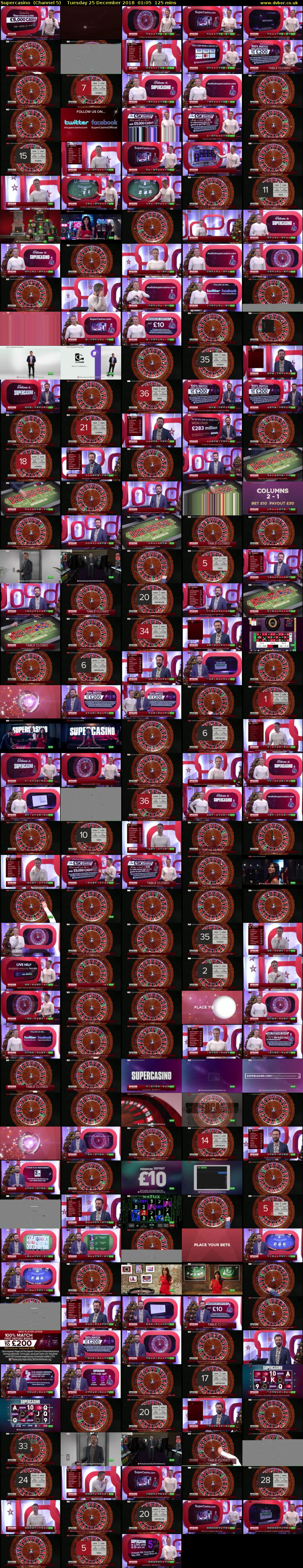 Supercasino  (Channel 5) Tuesday 25 December 2018 01:05 - 03:10