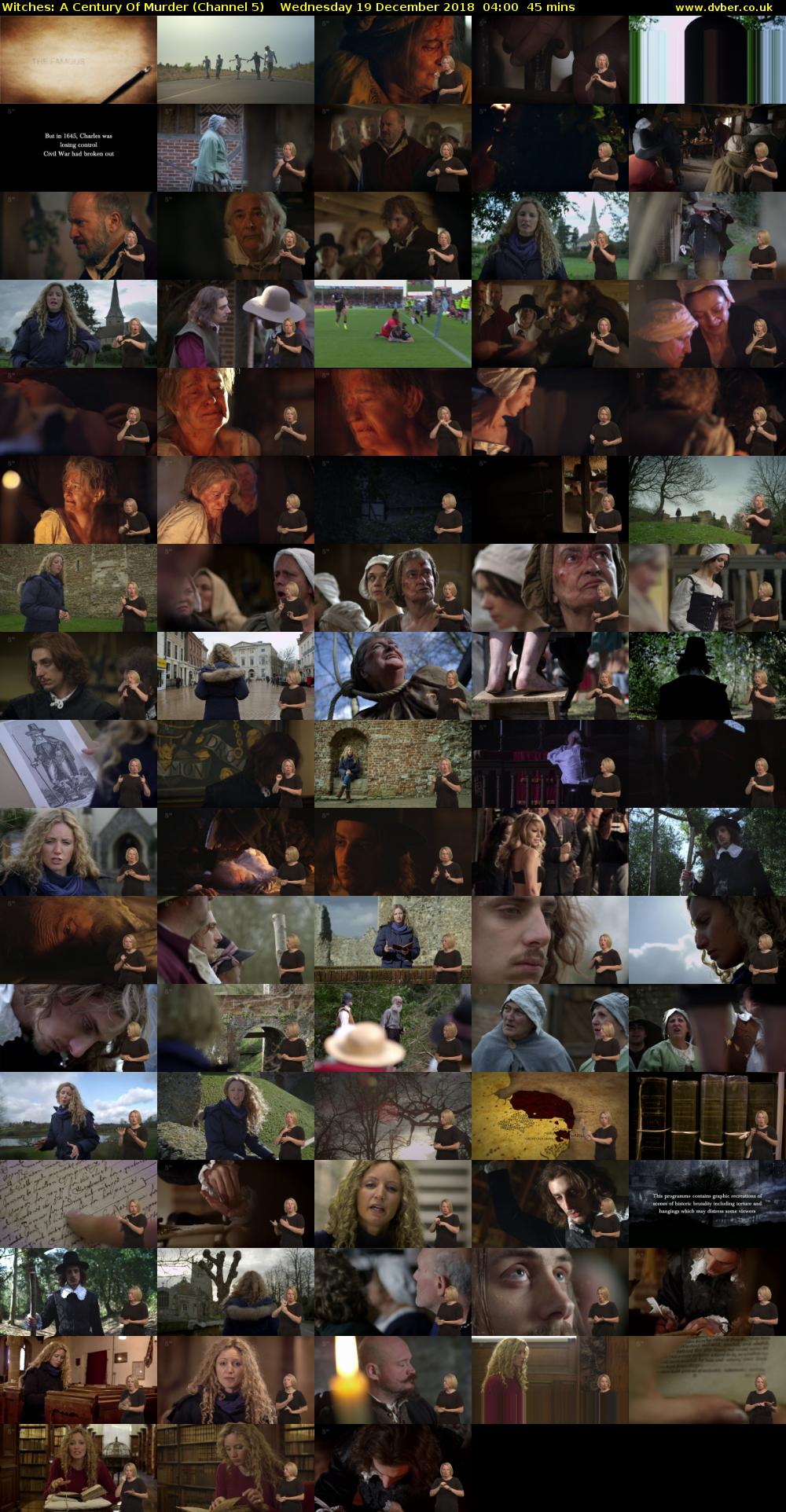 Witches: A Century Of Murder (Channel 5) Wednesday 19 December 2018 04:00 - 04:45