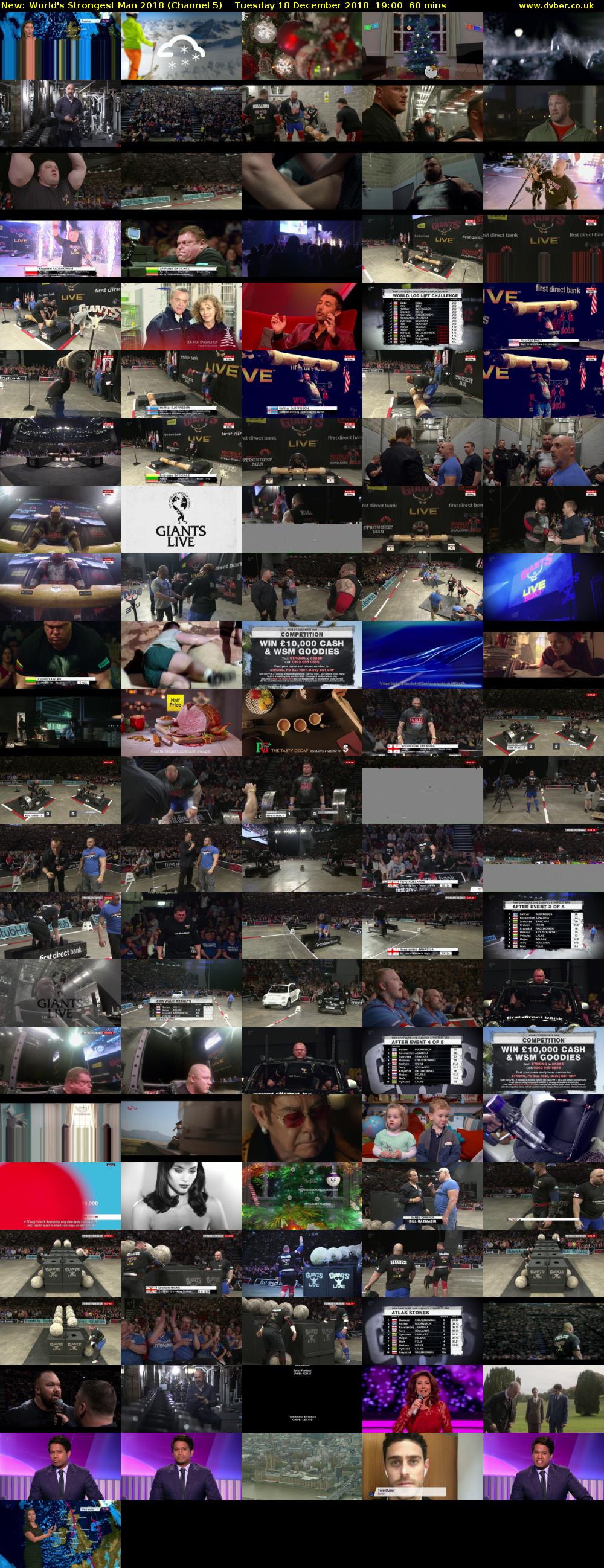 World's Strongest Man 2018 (Channel 5) Tuesday 18 December 2018 19:00 - 20:00