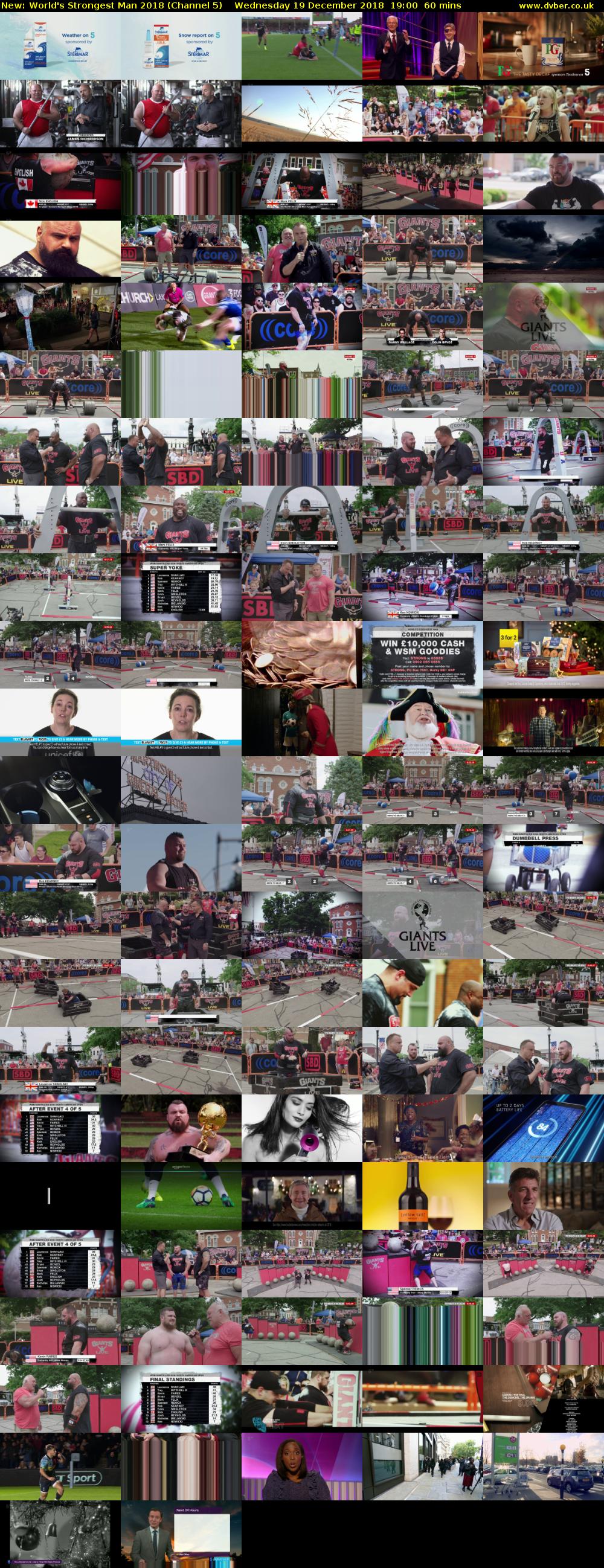 World's Strongest Man 2018 (Channel 5) Wednesday 19 December 2018 19:00 - 20:00