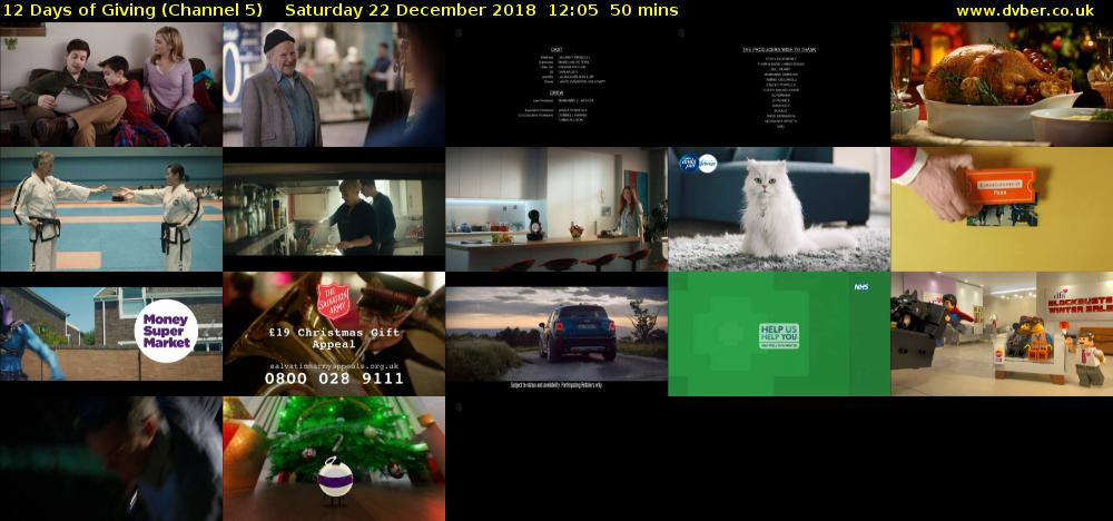 12 Days of Giving (Channel 5) Saturday 22 December 2018 12:05 - 12:55