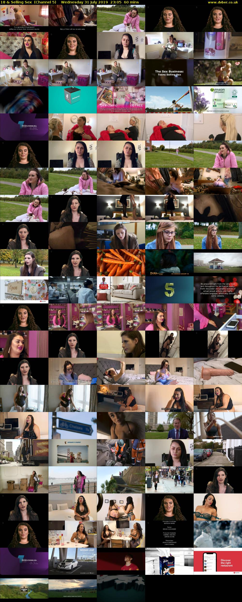 18 & Selling Sex  (Channel 5) Wednesday 31 July 2019 23:05 - 00:05