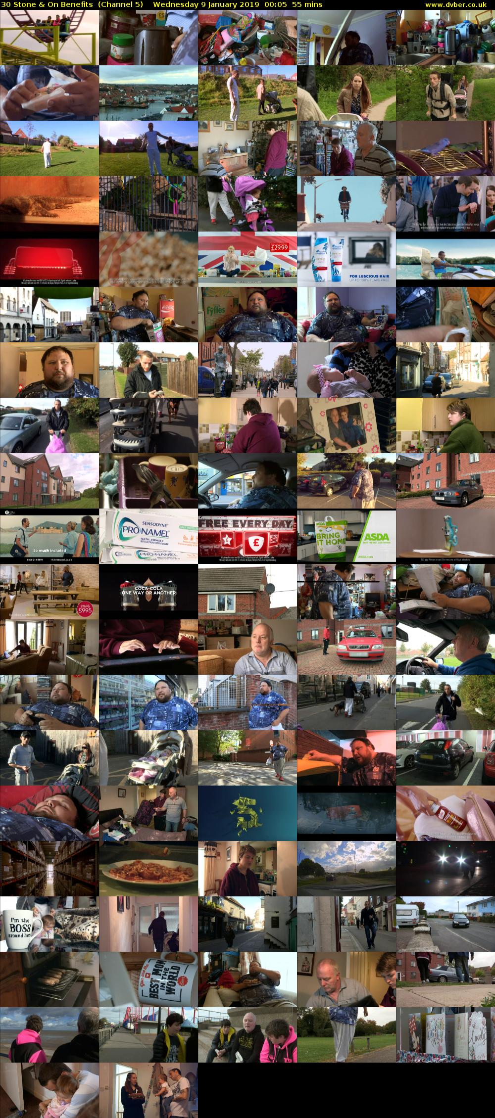 30 Stone & On Benefits  (Channel 5) Wednesday 9 January 2019 00:05 - 01:00
