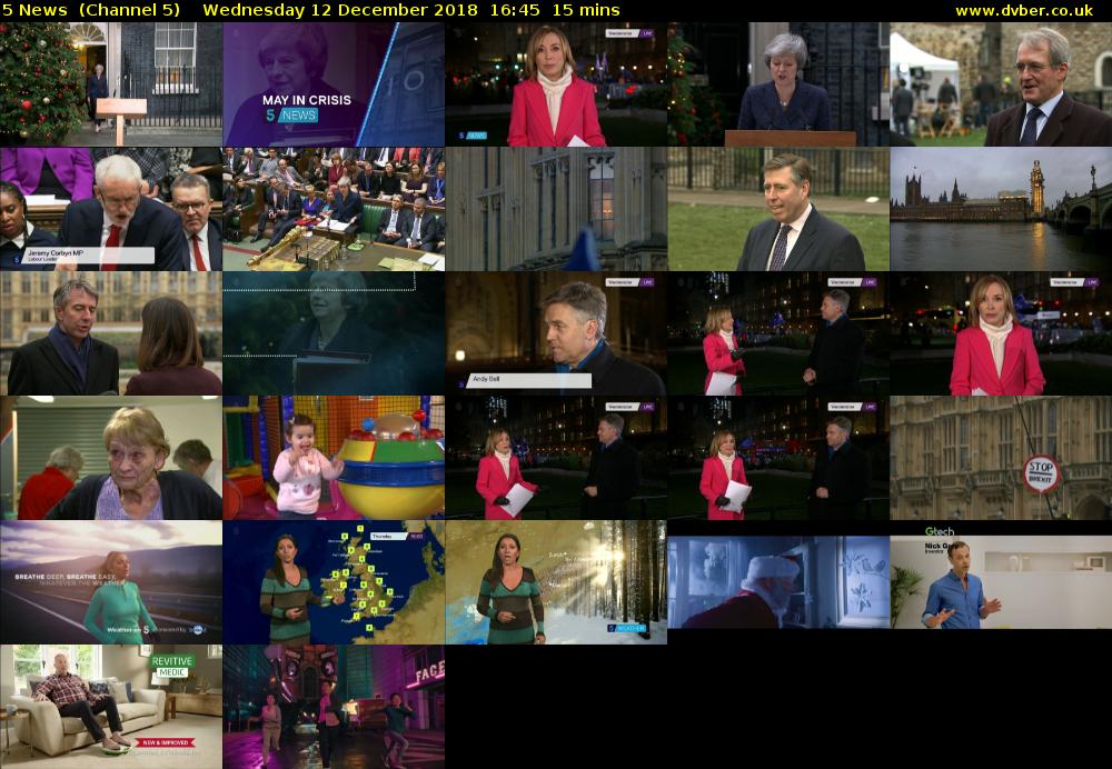 5 News  (Channel 5) Wednesday 12 December 2018 16:45 - 17:00