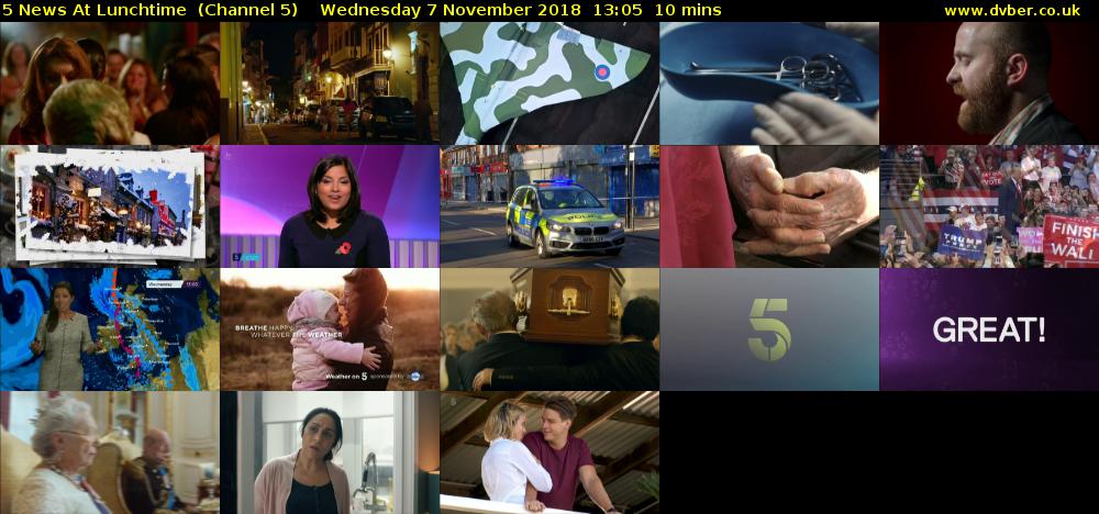 5 News At Lunchtime  (Channel 5) Wednesday 7 November 2018 13:05 - 13:15
