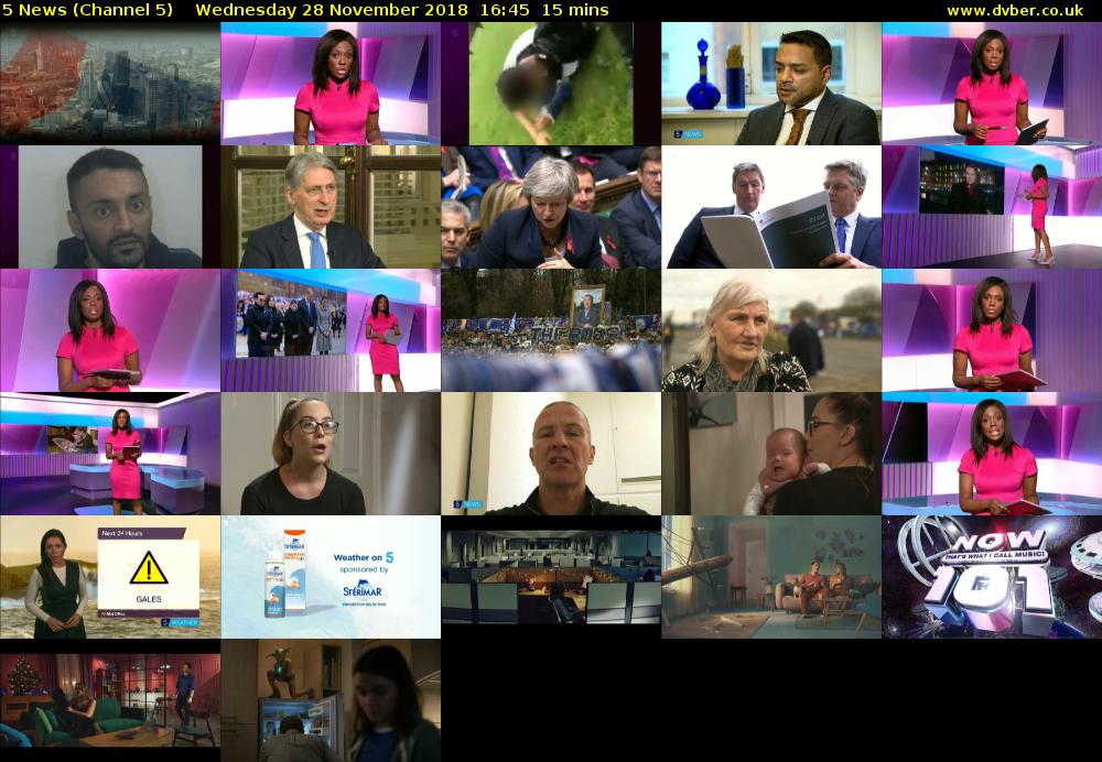 5 News (Channel 5) Wednesday 28 November 2018 16:45 - 17:00