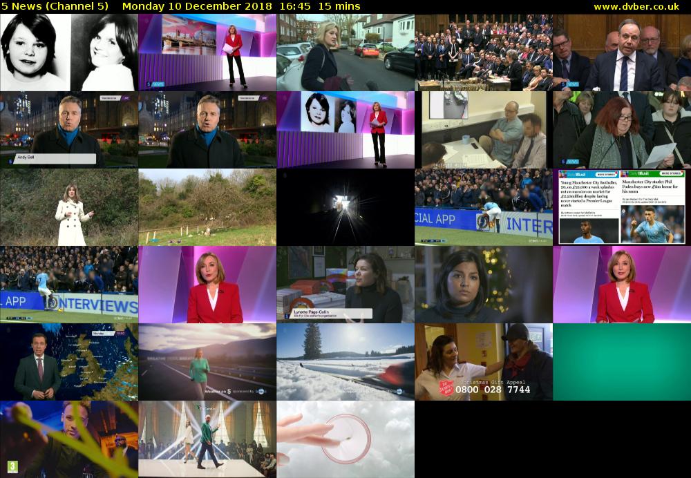 5 News (Channel 5) Monday 10 December 2018 16:45 - 17:00