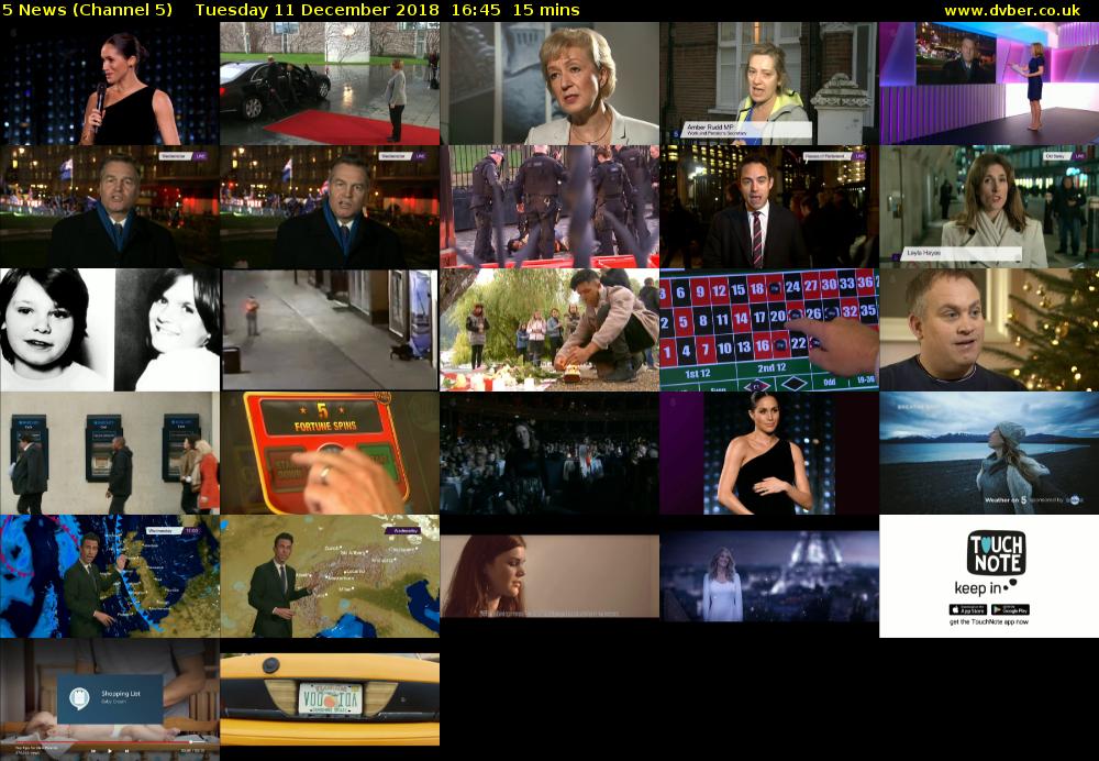 5 News (Channel 5) Tuesday 11 December 2018 16:45 - 17:00