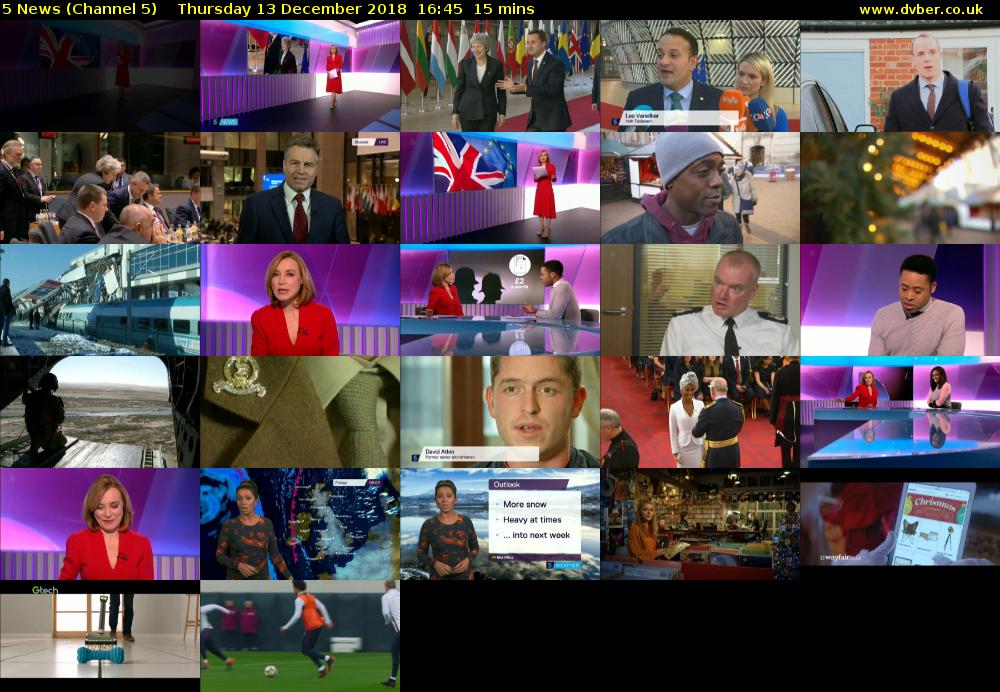 5 News (Channel 5) Thursday 13 December 2018 16:45 - 17:00