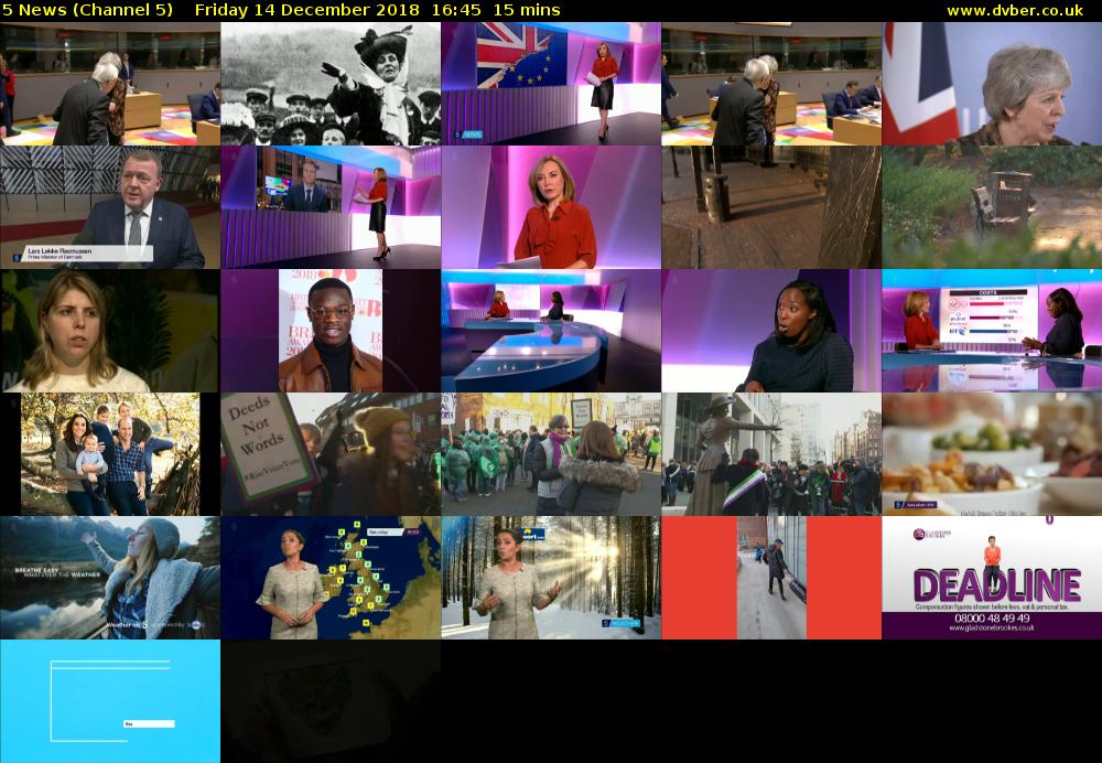 5 News (Channel 5) Friday 14 December 2018 16:45 - 17:00
