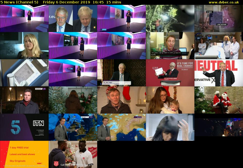 5 News (Channel 5) Friday 6 December 2019 16:45 - 17:00