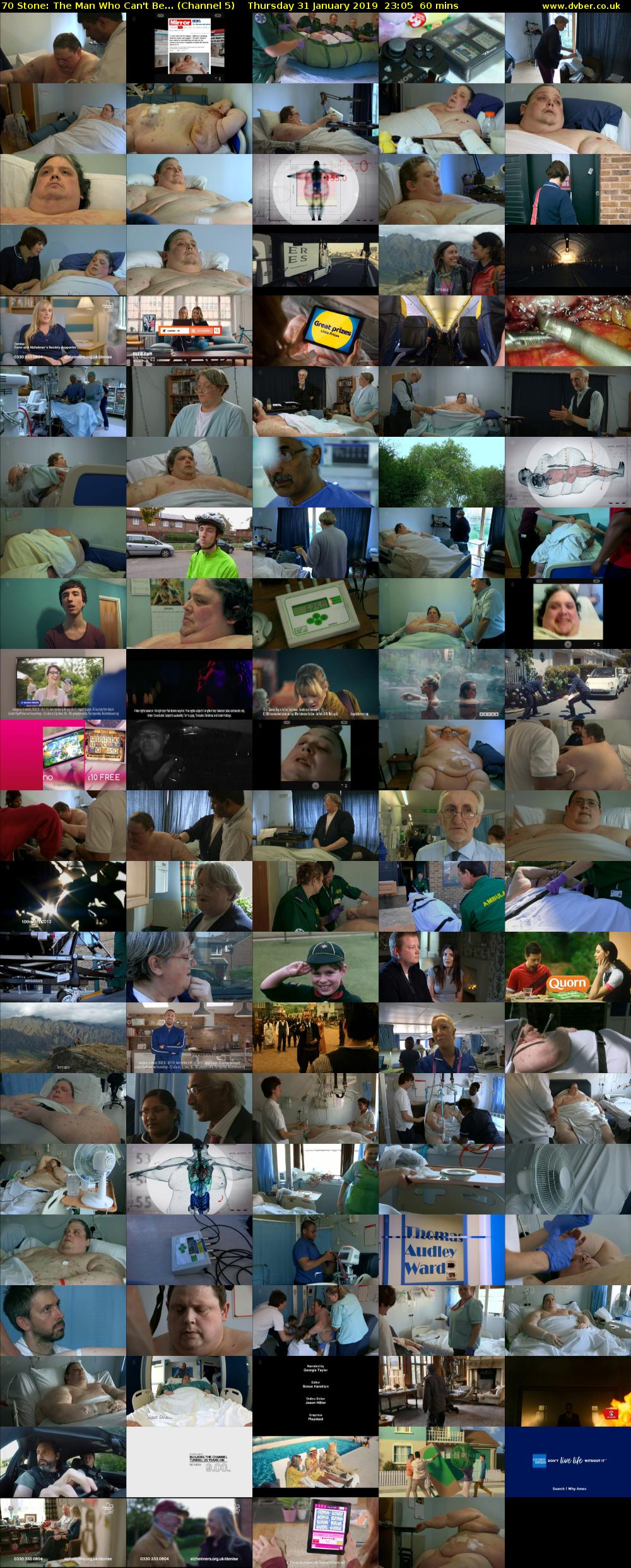 70 Stone: The Man Who Can't Be... (Channel 5) Thursday 31 January 2019 23:05 - 00:05