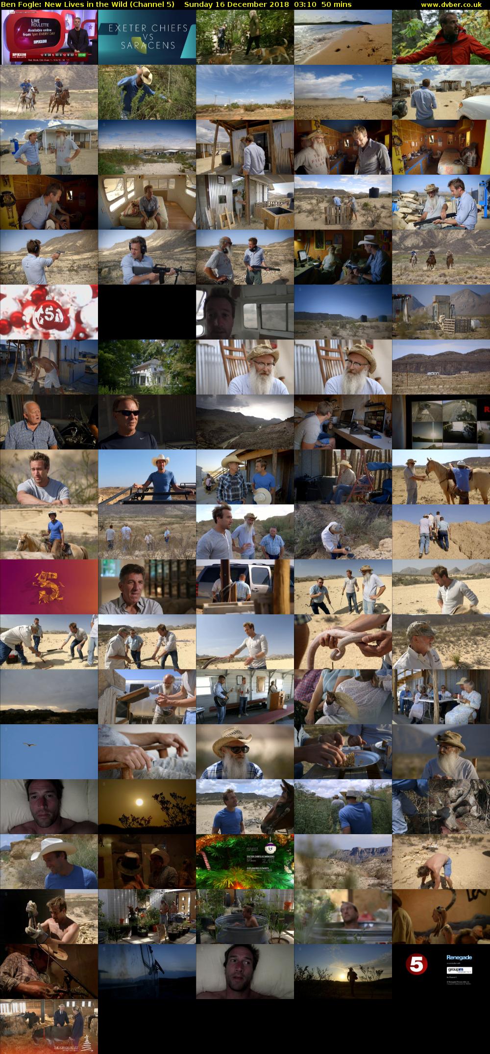 Ben Fogle: New Lives in the Wild (Channel 5) Sunday 16 December 2018 03:10 - 04:00