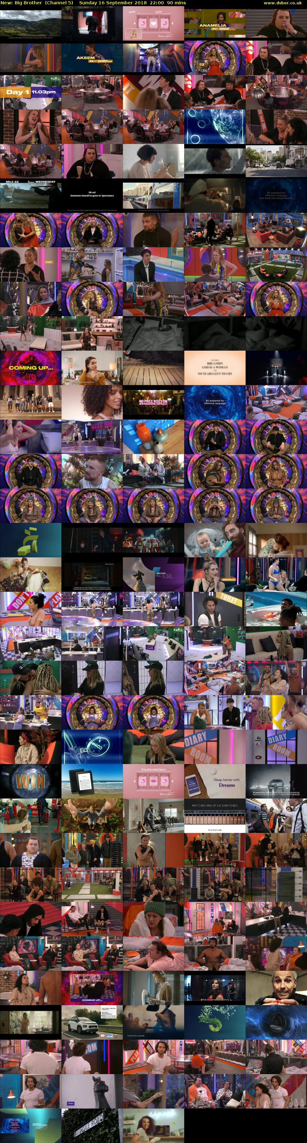 Big Brother (Channel 5) Sunday 16 September 2018 22:00 - 23:30