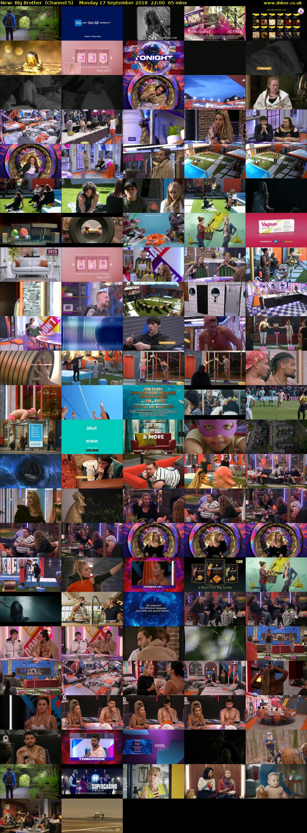 Big Brother (Channel 5) Monday 17 September 2018 22:00 - 23:05