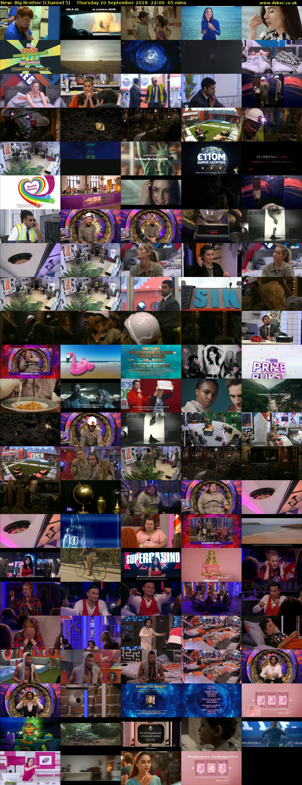 Big Brother (Channel 5) Thursday 20 September 2018 22:00 - 23:05