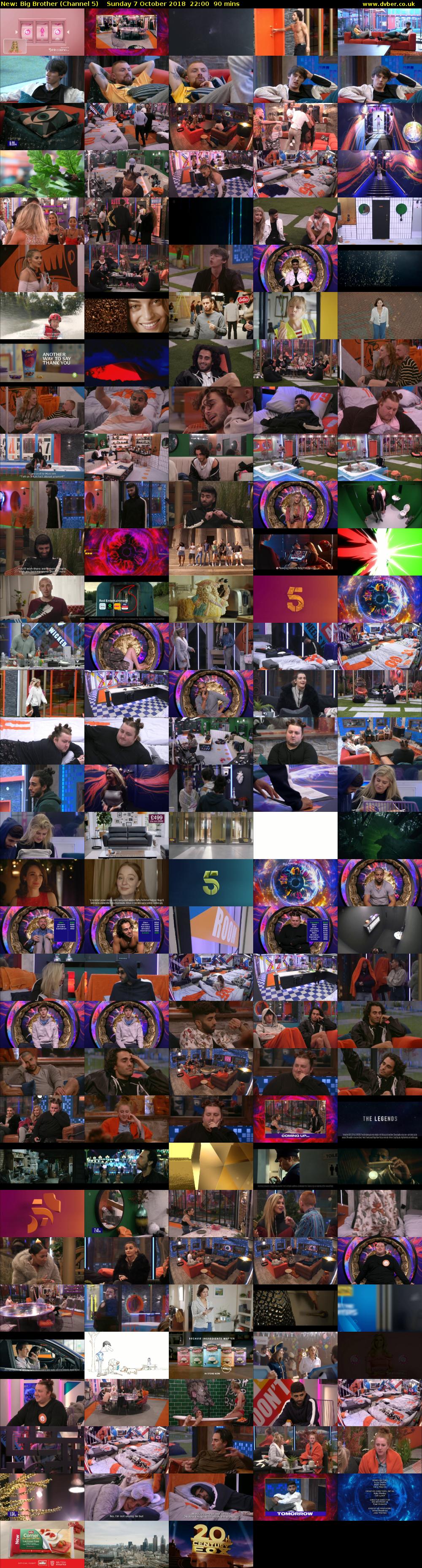 Big Brother (Channel 5) Sunday 7 October 2018 22:00 - 23:30