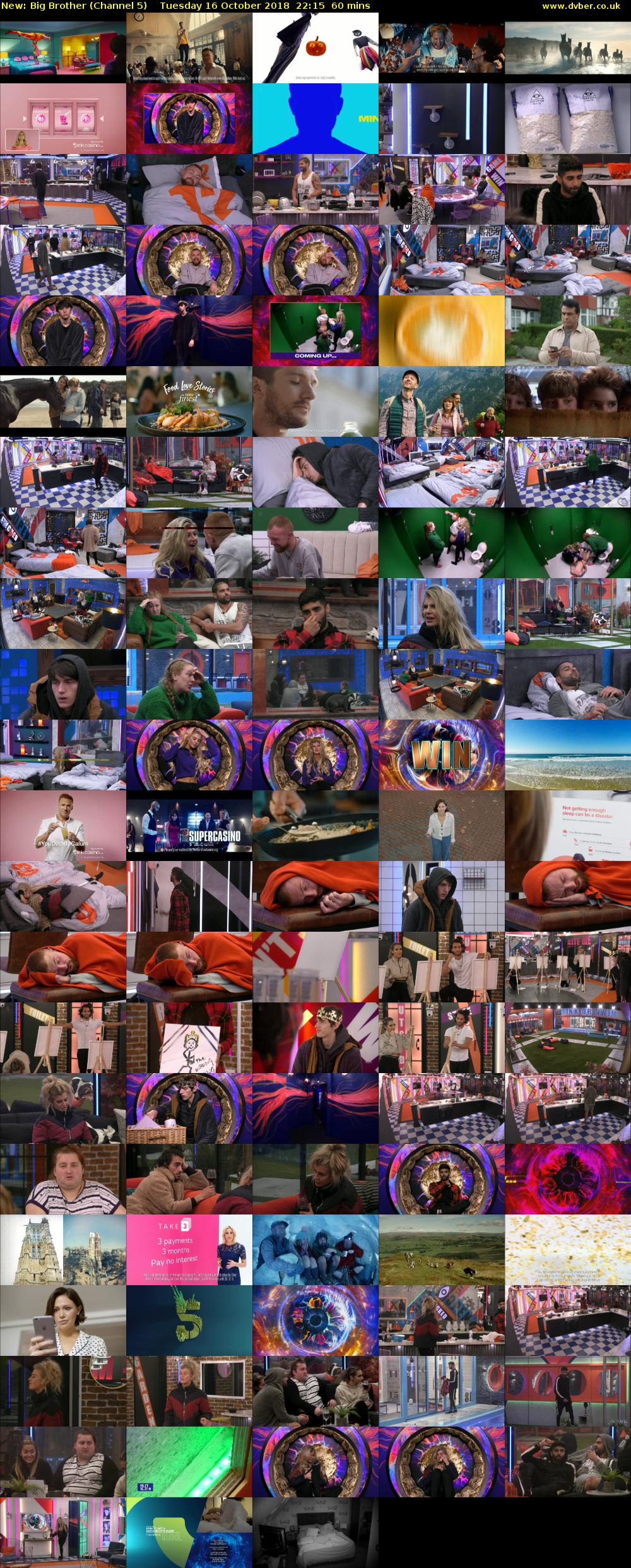 Big Brother (Channel 5) Tuesday 16 October 2018 22:15 - 23:15