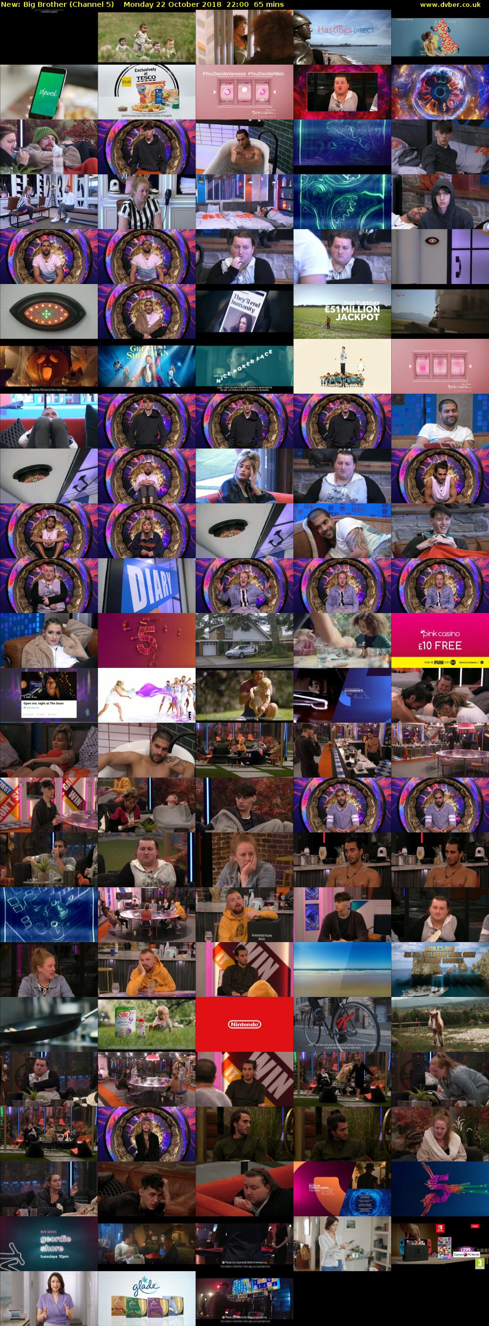 Big Brother (Channel 5) Monday 22 October 2018 22:00 - 23:05