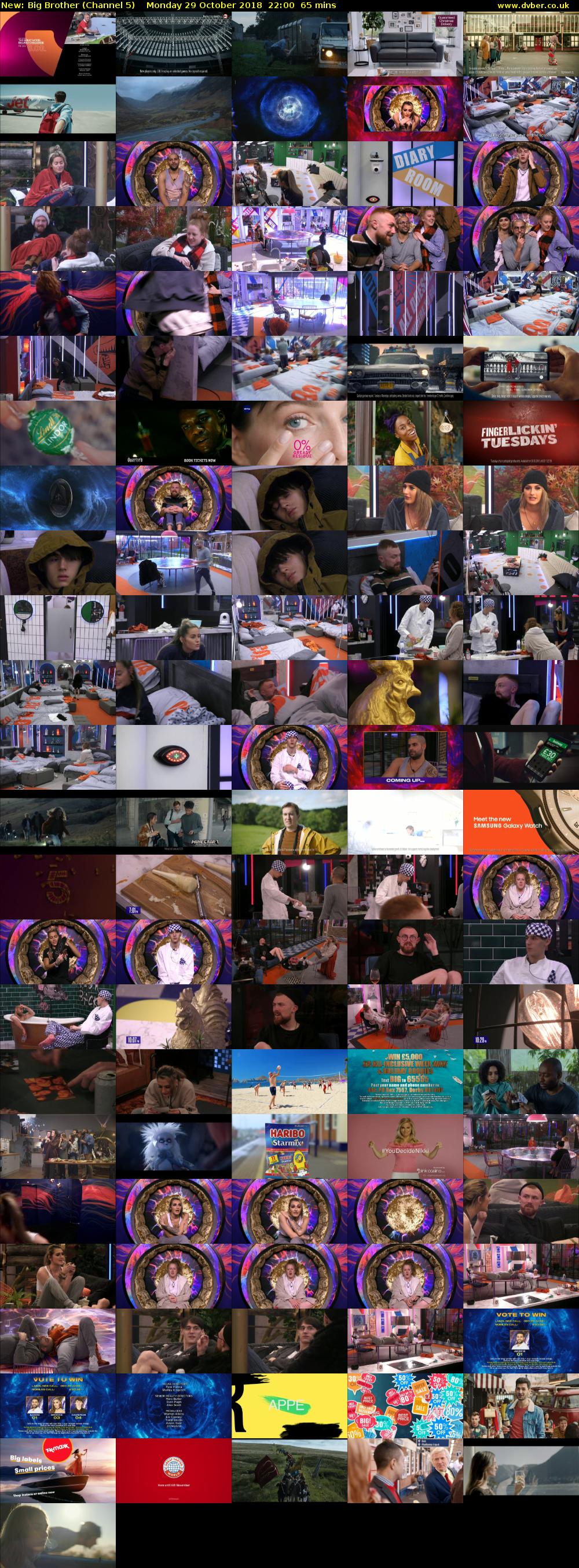 Big Brother (Channel 5) Monday 29 October 2018 22:00 - 23:05