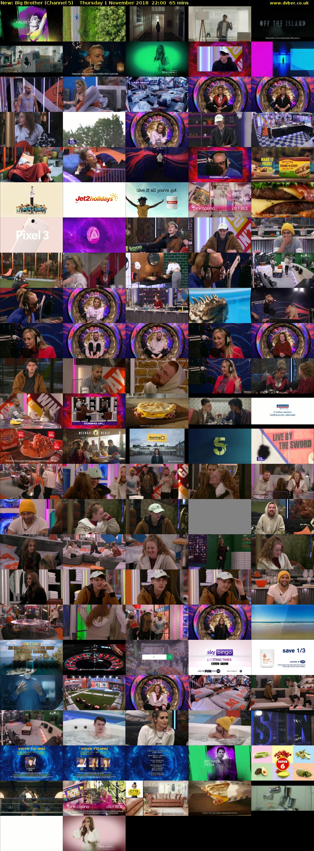 Big Brother (Channel 5) Thursday 1 November 2018 22:00 - 23:05