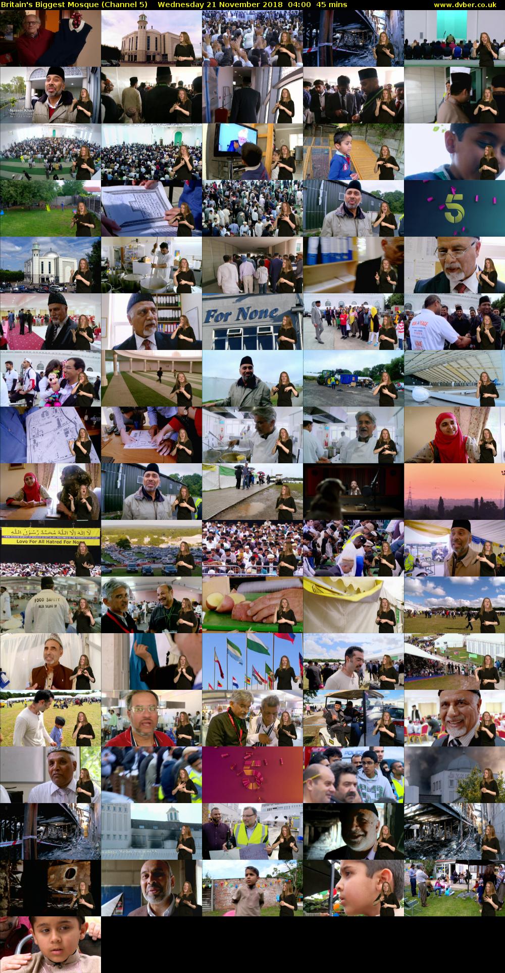 Britain's Biggest Mosque (Channel 5) Wednesday 21 November 2018 04:00 - 04:45