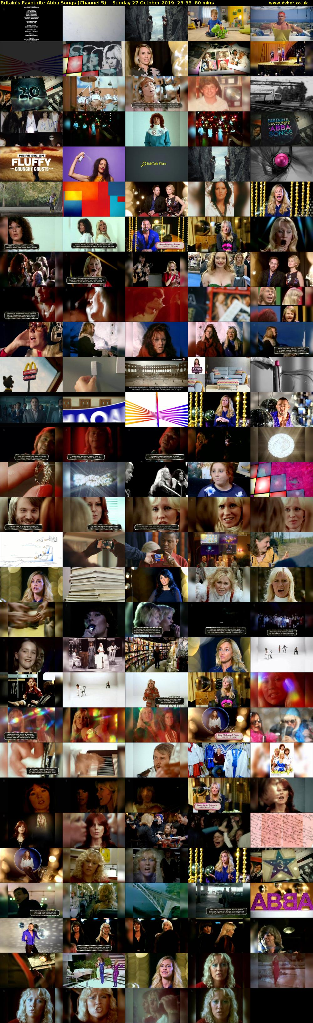 Britain's Favourite Abba Songs (Channel 5) Sunday 27 October 2019 23:35 - 00:55