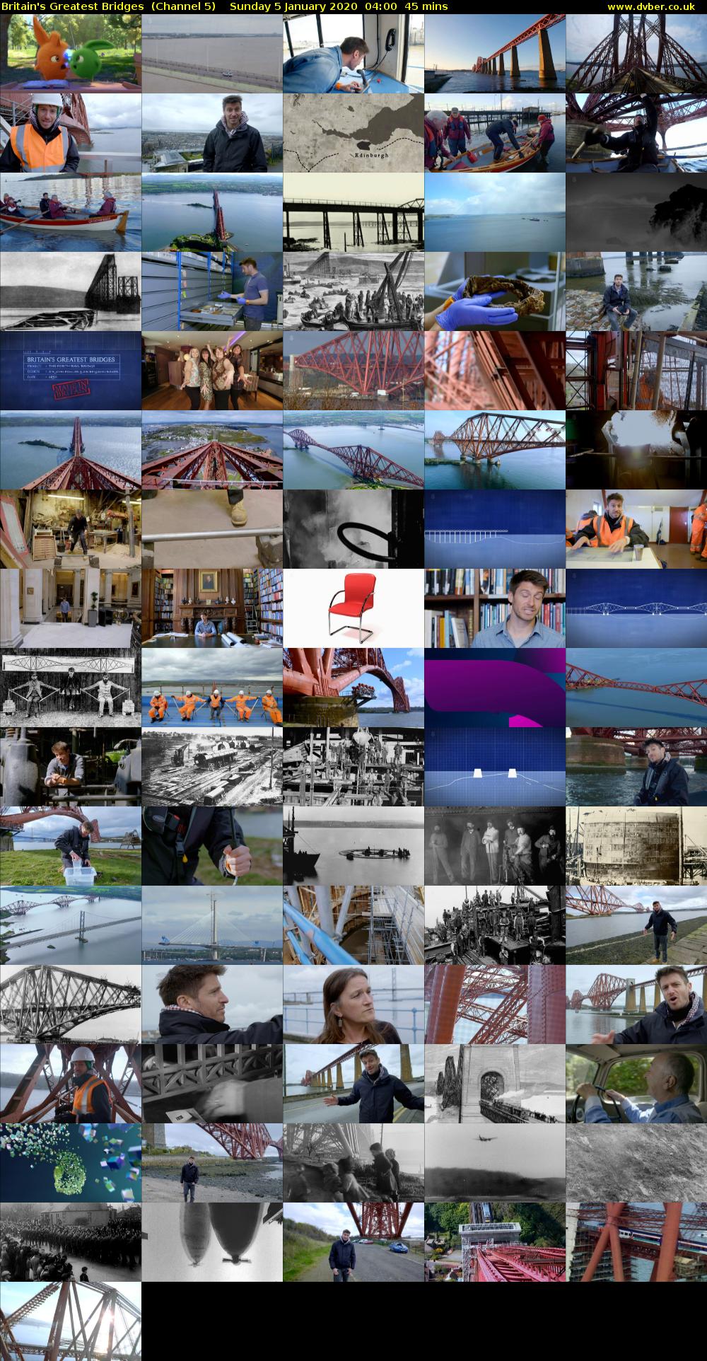 Britain's Greatest Bridges  (Channel 5) Sunday 5 January 2020 04:00 - 04:45