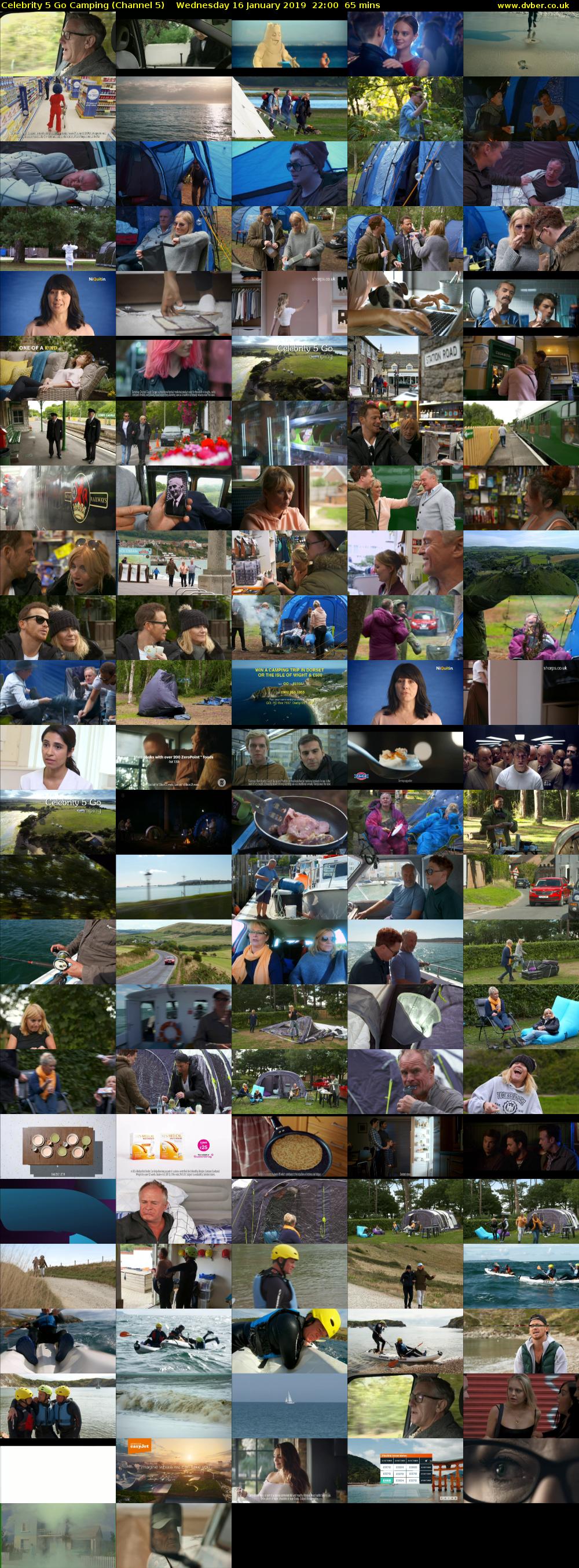 Celebrity 5 Go Camping (Channel 5) Wednesday 16 January 2019 22:00 - 23:05