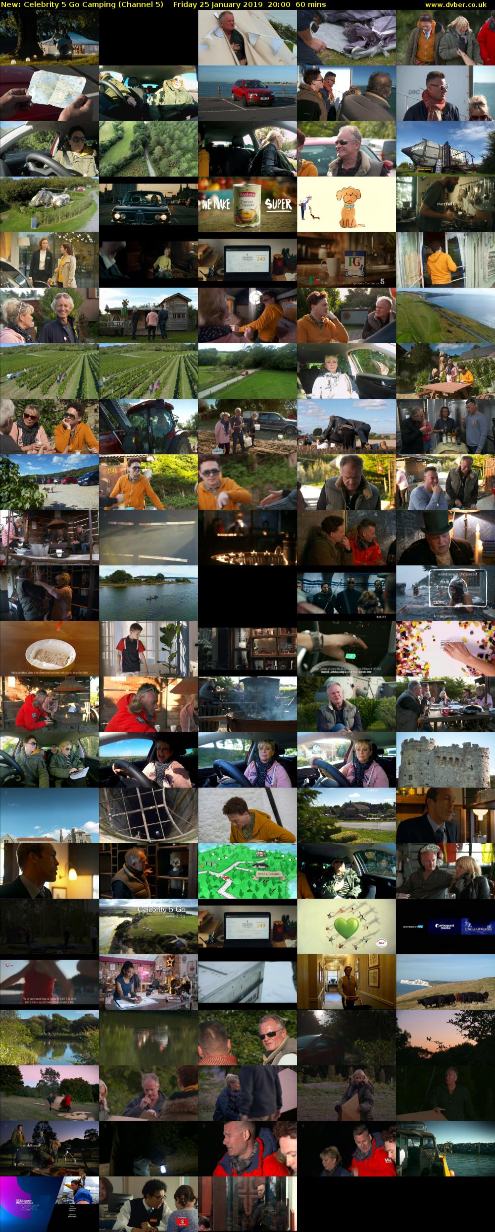 Celebrity 5 Go Camping (Channel 5) Friday 25 January 2019 20:00 - 21:00