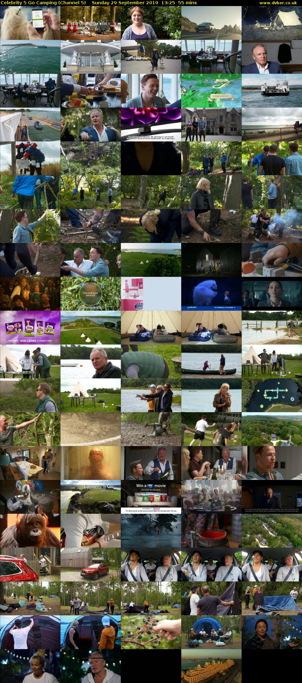 Celebrity 5 Go Camping (Channel 5) Sunday 29 September 2019 13:25 - 14:20