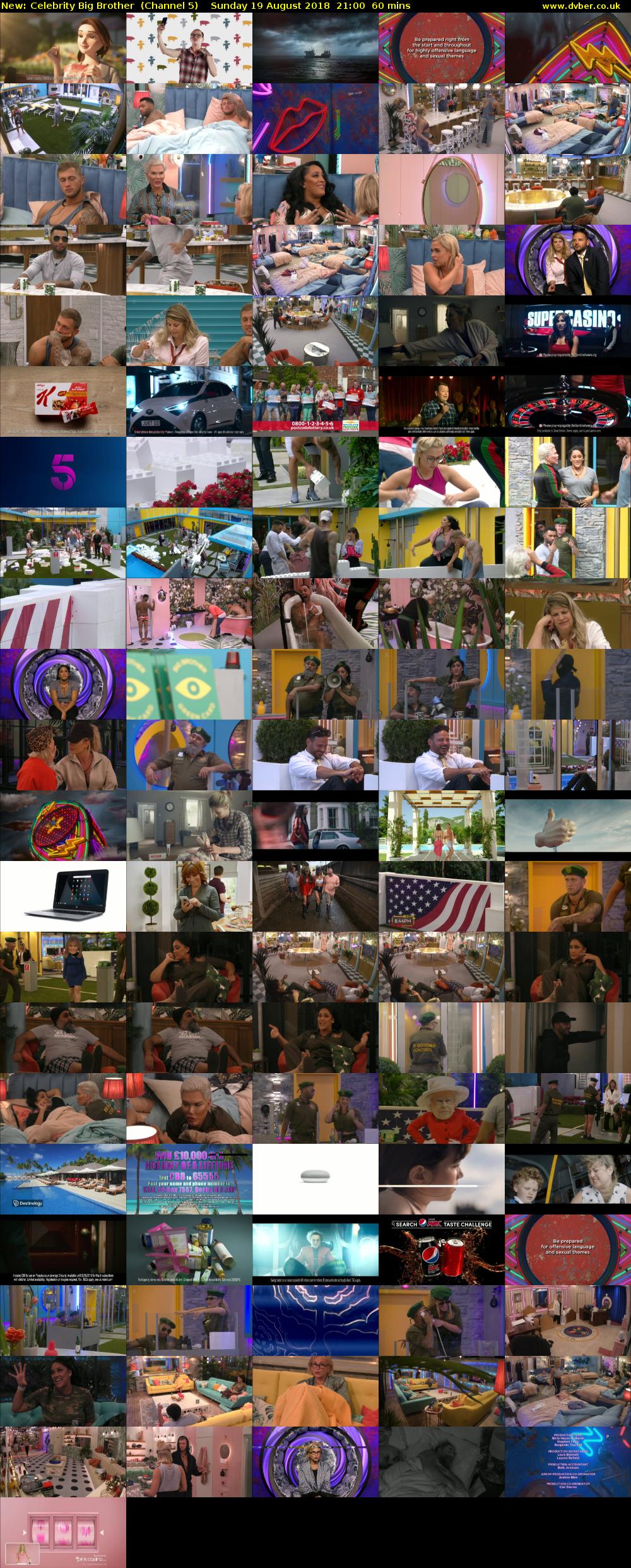 Celebrity Big Brother (Channel 5) Sunday 19 August 2018 21:00 - 22:00