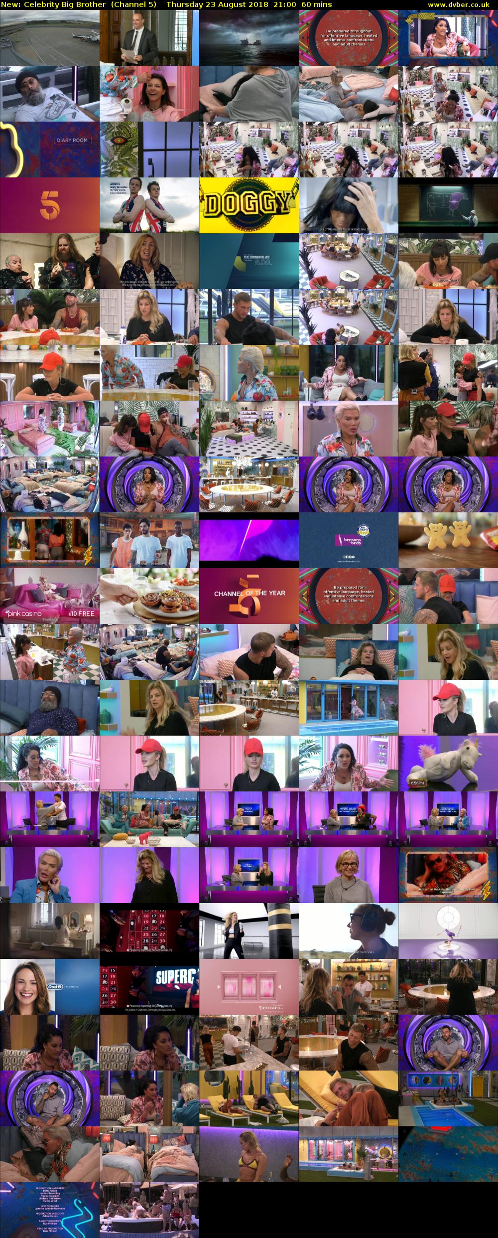 Celebrity Big Brother (Channel 5) Thursday 23 August 2018 21:00 - 22:00