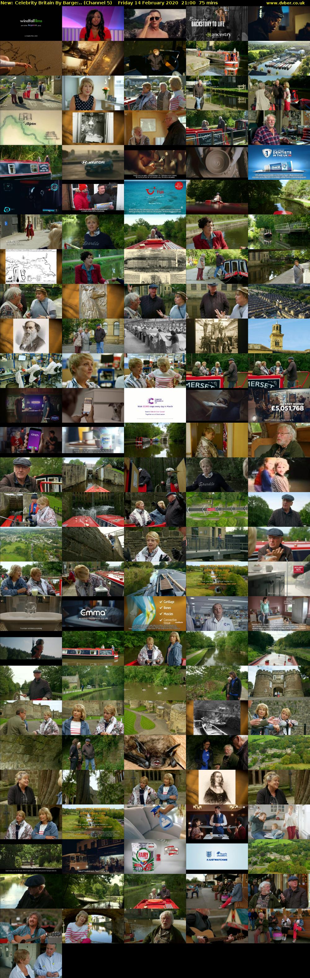 Celebrity Britain By Barge:.. (Channel 5) Friday 14 February 2020 21:00 - 22:15