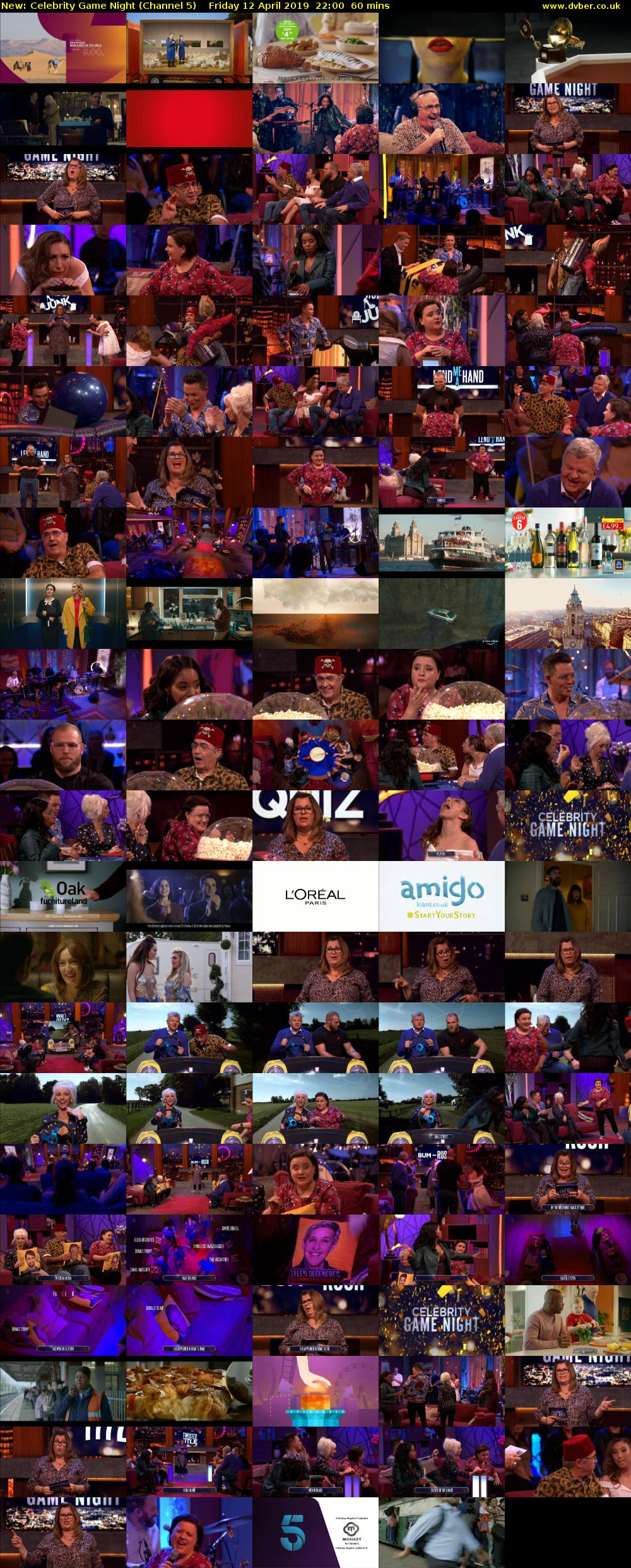 Celebrity Game Night (Channel 5) Friday 12 April 2019 22:00 - 23:00